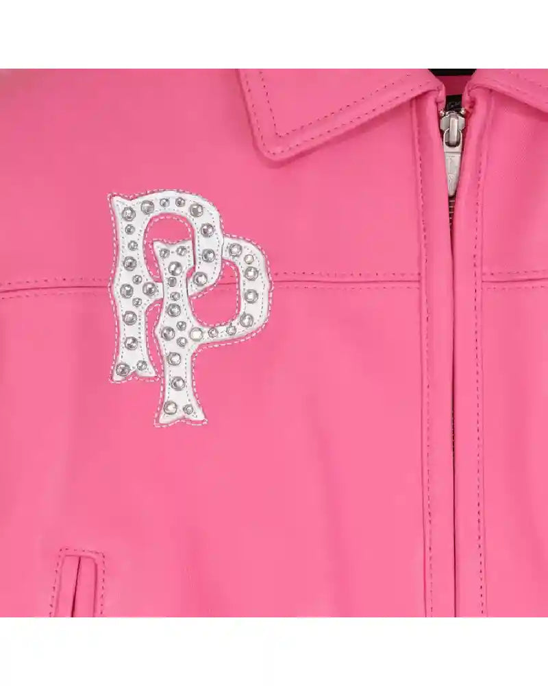 American Bruiser Crop Leather Pink Leather Jacket