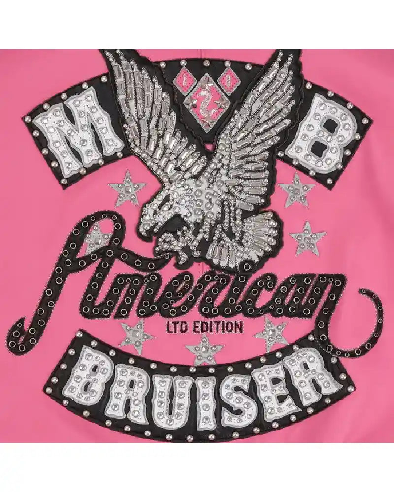 American Bruiser Crop Leather Pink Leather Jacket