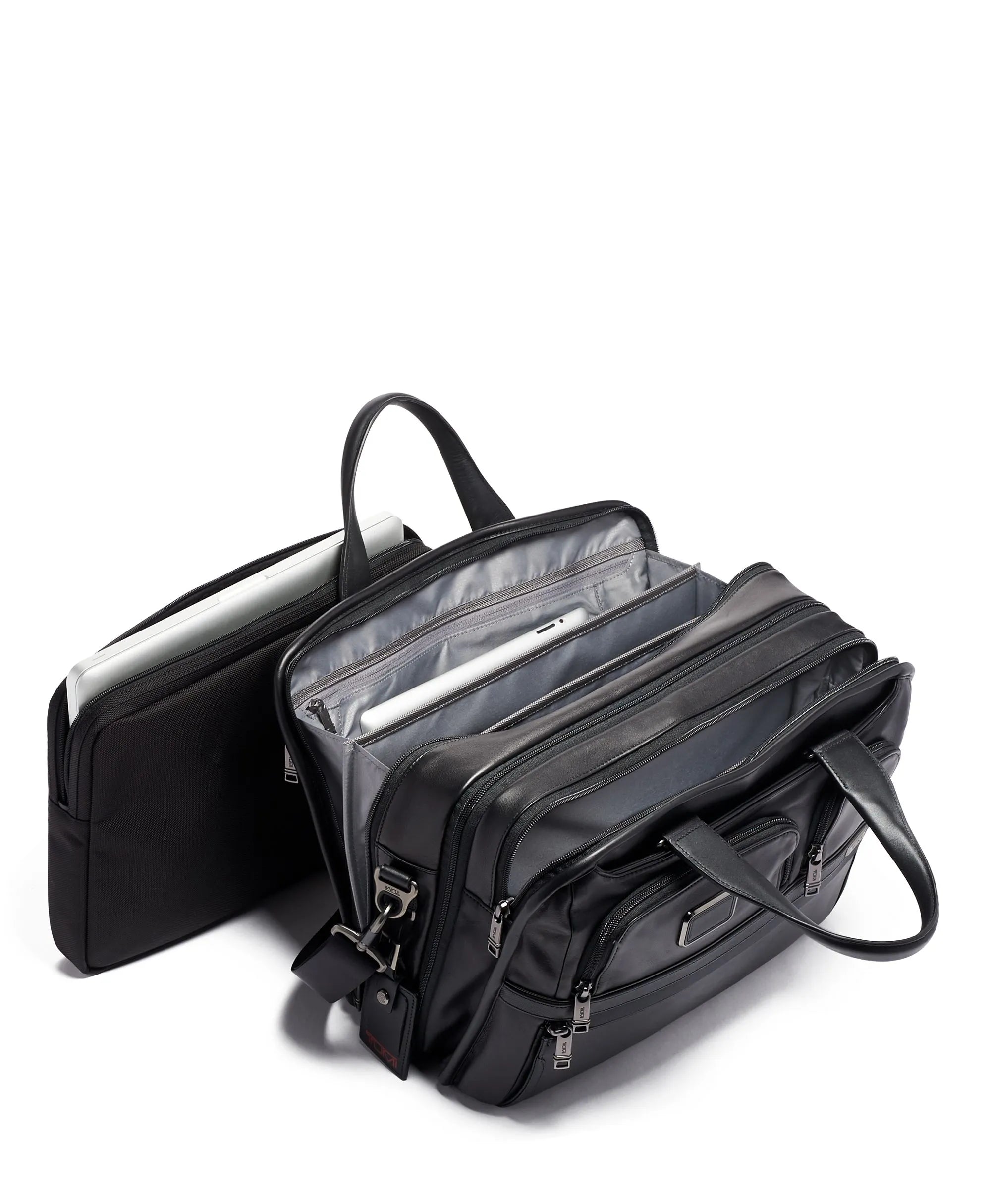 American Expandable Organizer Leather Laptop Bag