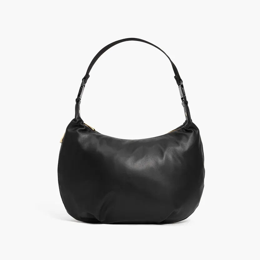 Aoyama 2 Crescent Crossbody Black Leather Bag