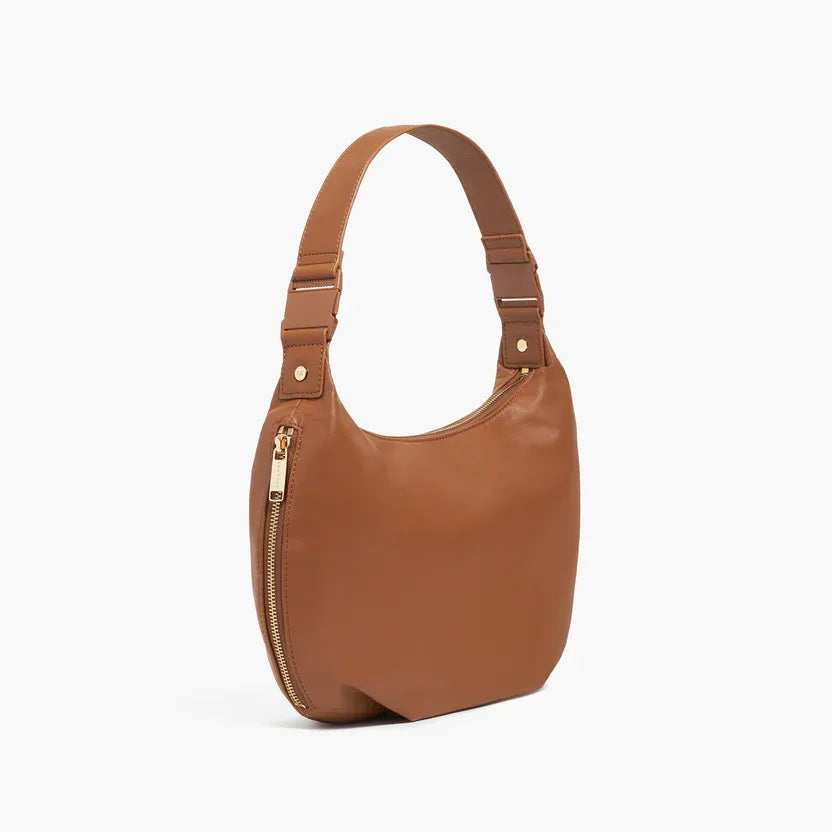 Aoyama 2 Crescent Crossbody Brown Leather Bag