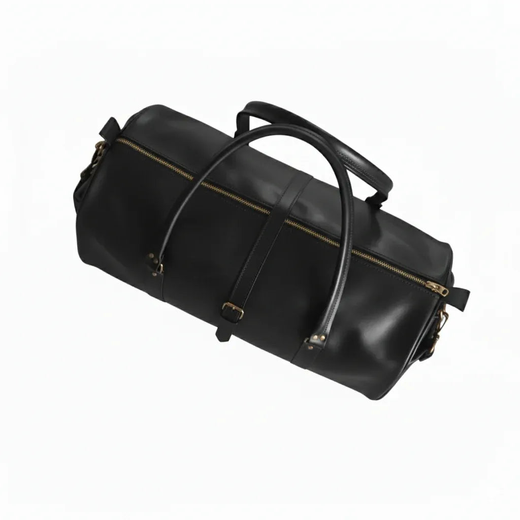 Black Hunter Leather Overnight Duffel Bag