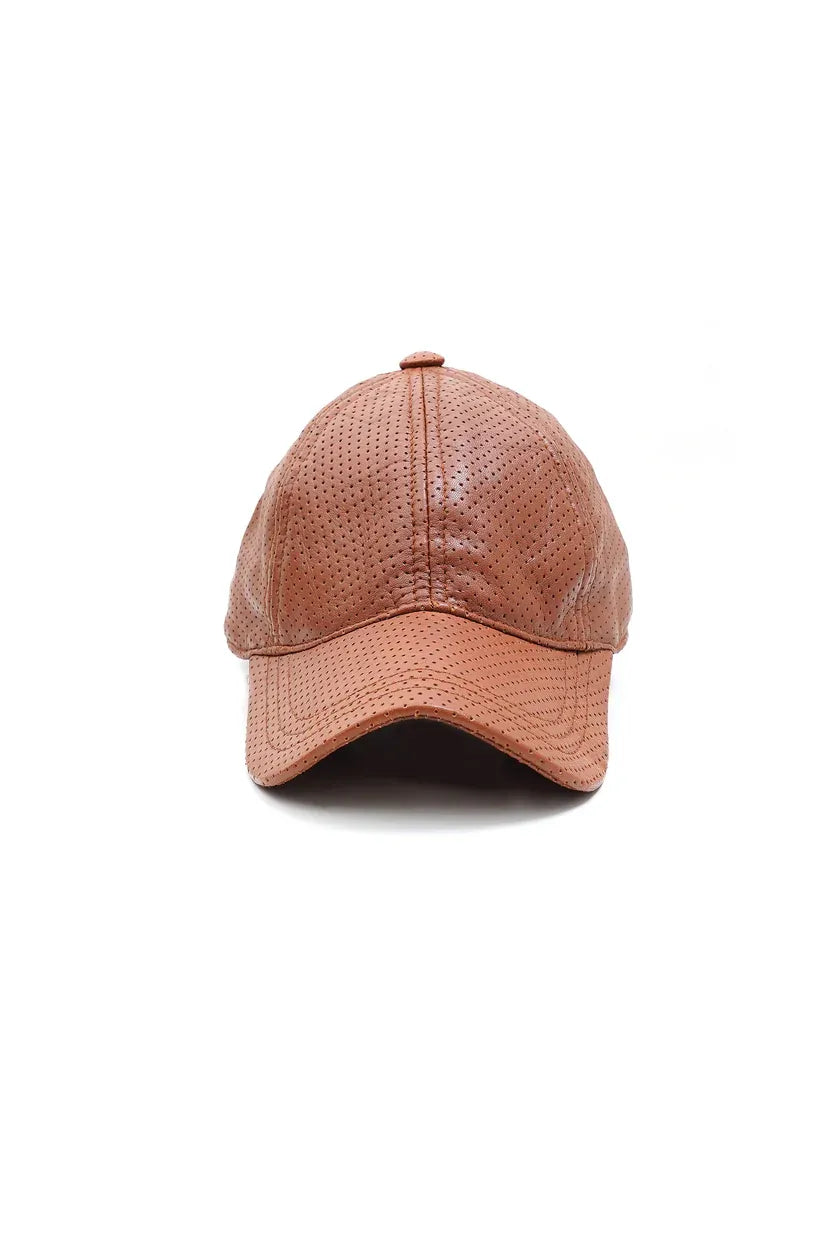 Breathable Sheep Leather Adjustable Brown Baseball Cap