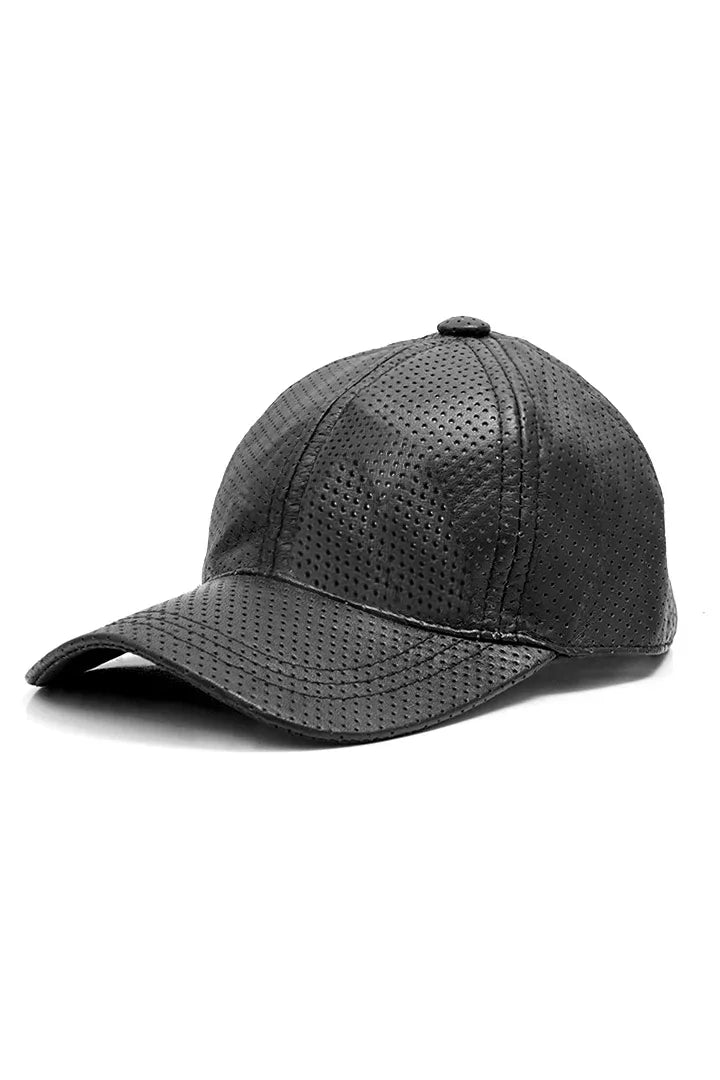 Breathable Sheep Leather Adjustable Black Baseball Cap