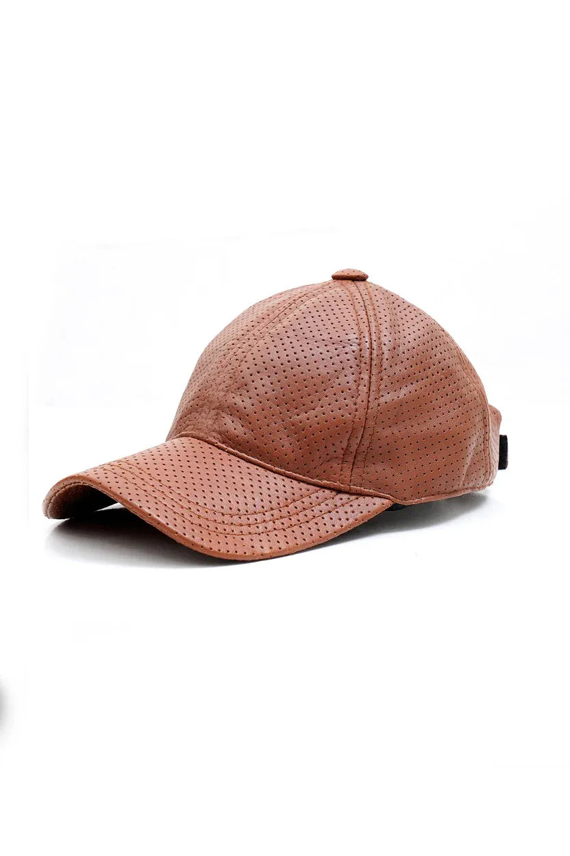 Breathable Sheep Leather Adjustable Brown Baseball Cap
