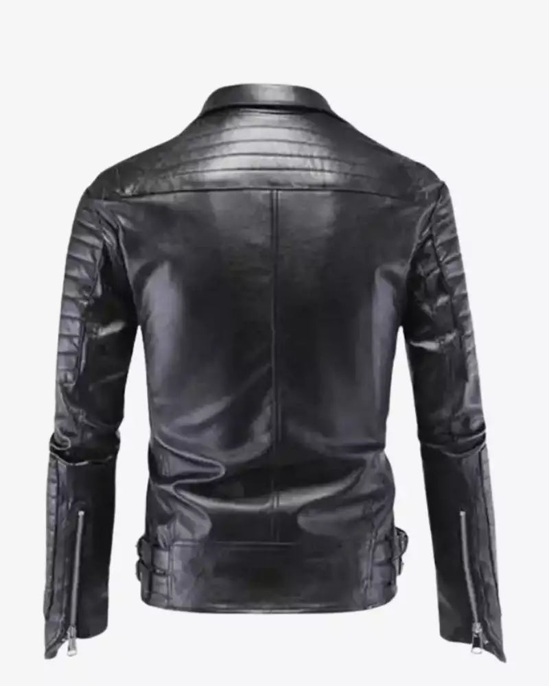 Quilted Black Biker Leather Jacket
