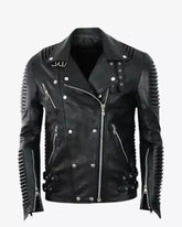 Quilted Black Biker Leather Jacket