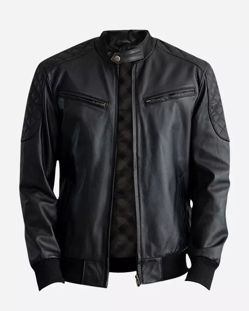 casual-black-leather-bomber-jacket