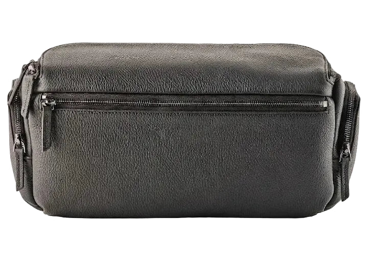 Genuine Leather Long Travel Sling Large Black Camera Bag