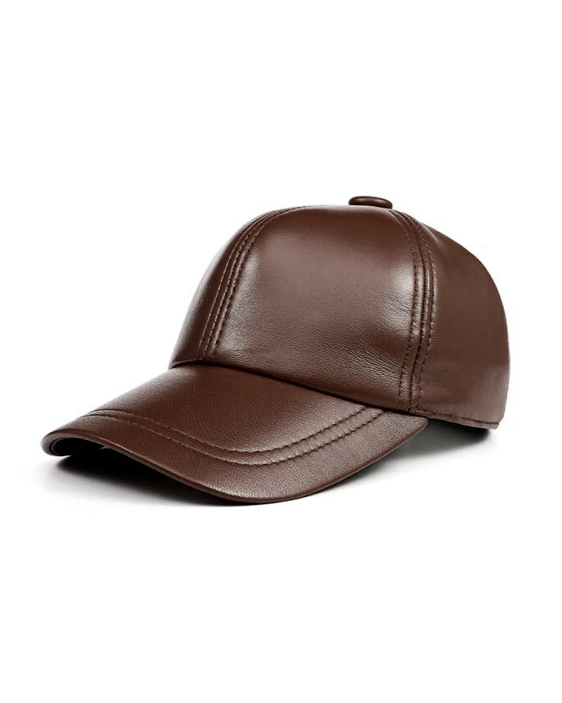 Genuine Sheep Leather Adjustable Baseball Brown Cap