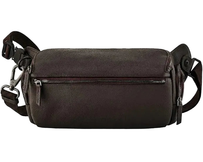 Genuine Leather Long Travel Sling Large Dark Brown Camera Bag