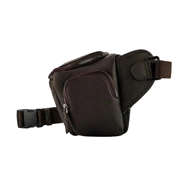 Genuine Leather Long Travel Sling Large Dark Brown Camera Bag