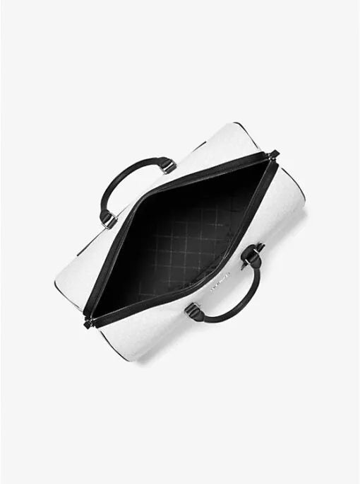 Harrison Logo Weekender White Leather Boston Bag