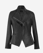 Jennifer Ladies Black Leather Cropped Jacket