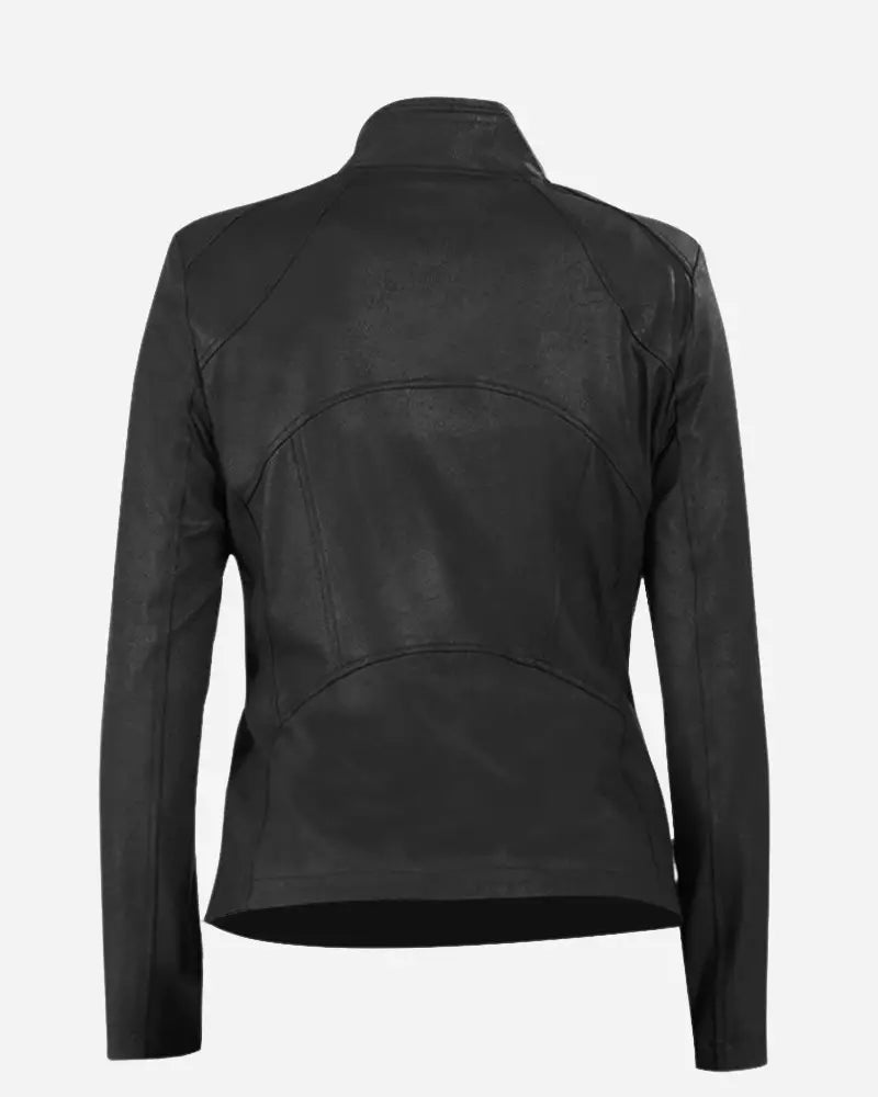 Jennifer Ladies Leather Black Cropped Jacket