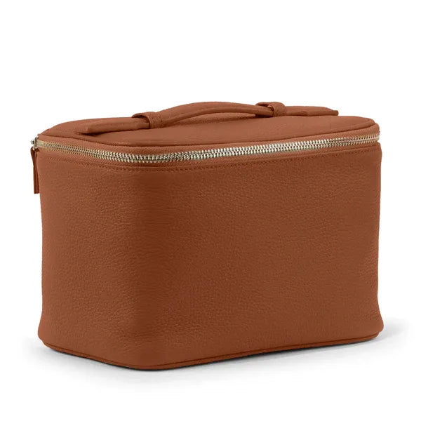 LayFlat Vanity Premium Brown Leather Medium Train Case