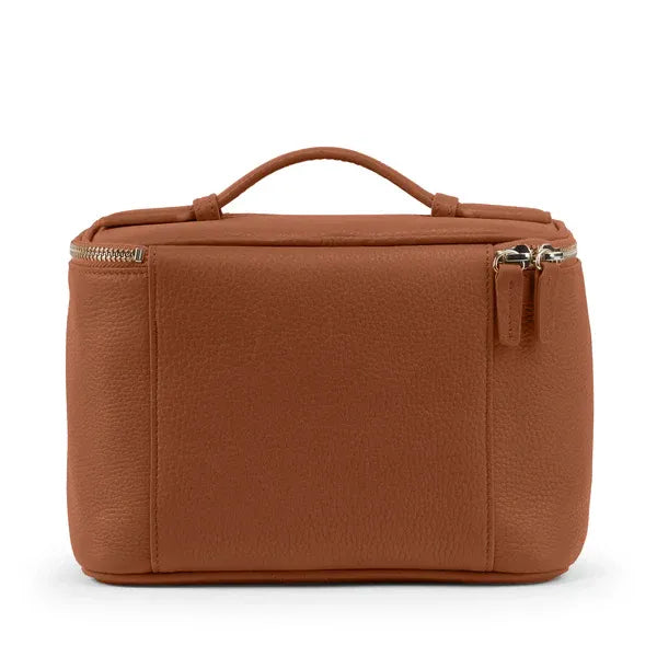 LayFlat Vanity Premium Brown Leather Medium Train Case