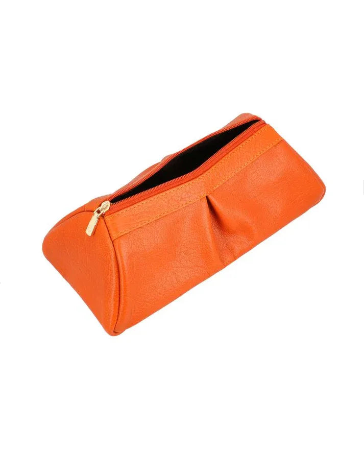 Faux Leather SFO Orange Travel Pouch For Women