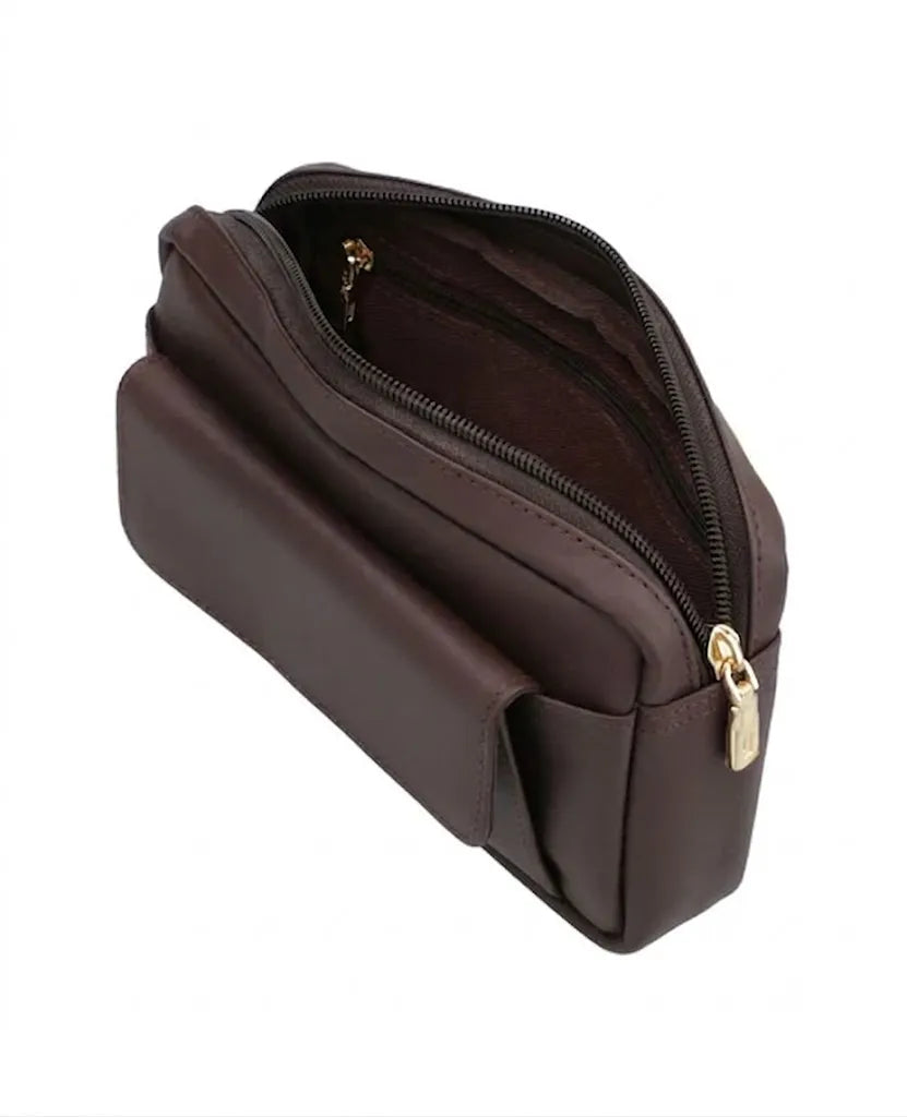 Genuine Leather Vintage Brown Belt Pouch For Unisex