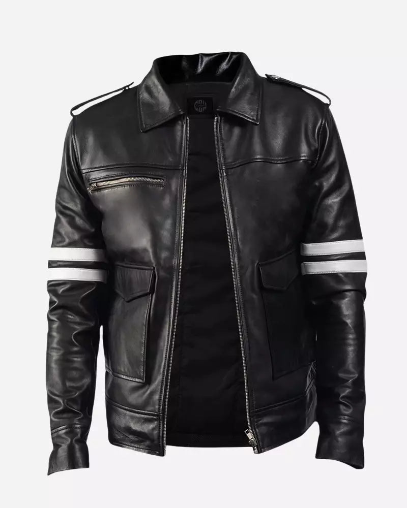 Mens-black-and-white-stripe-leather-jacket