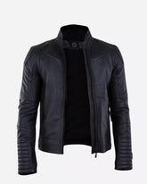 Mens Black Padded Leather Jacket