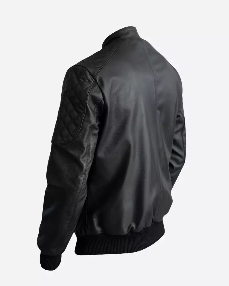 casual-black-leather-bomber-jacket