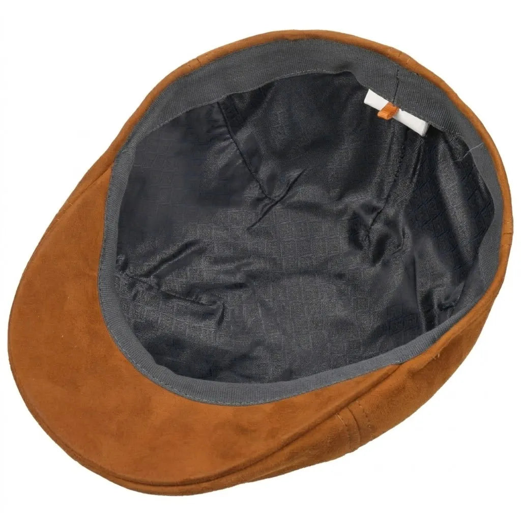 Mens Cognac Duck Bill Leather Cap