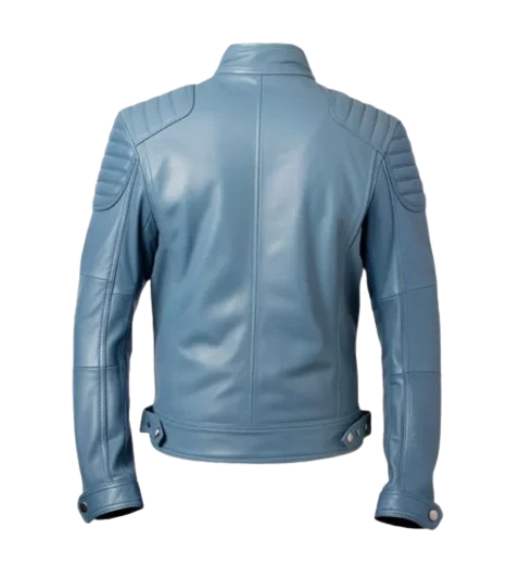 Men’s Blue Cafe Racer Leather Jacket