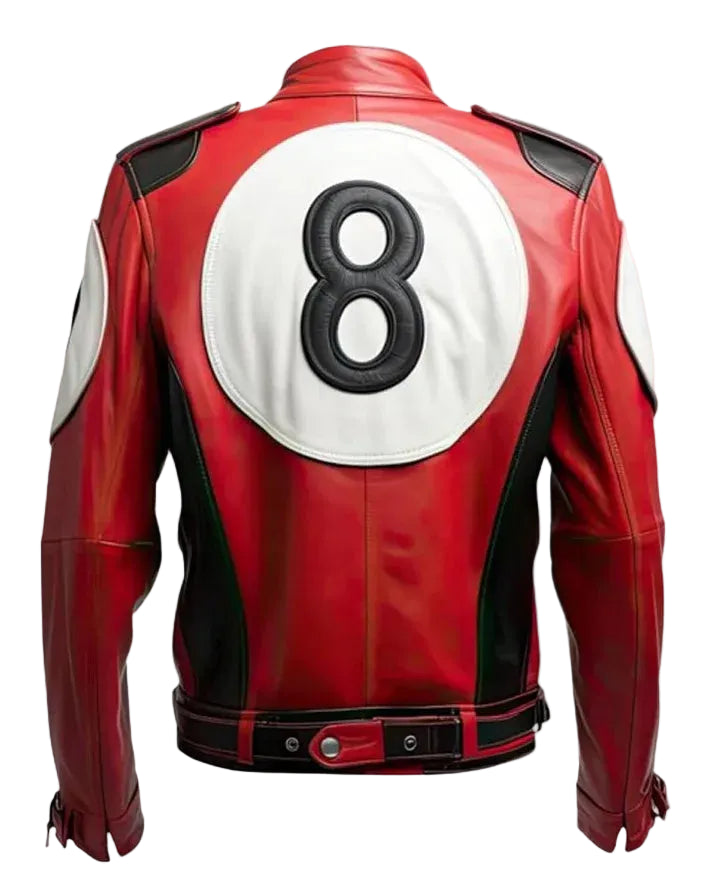 Men's 8 Ball Pool Bomber Billiard Cue Leather Jacket