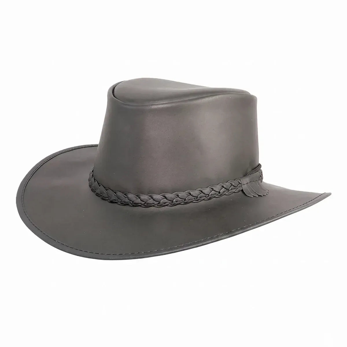 Mens Bomber Black Crushable Leather Outback Hat