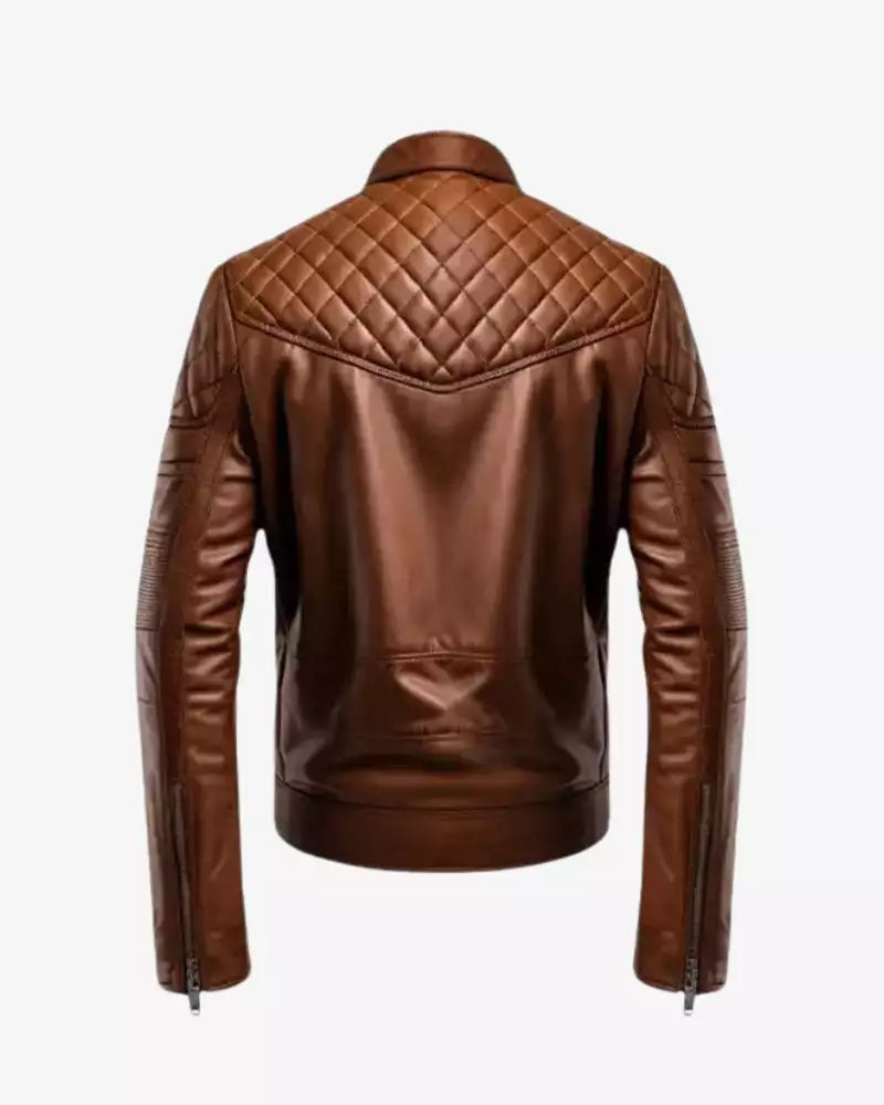 Men's Brown Cafe Racer Moto Jacket