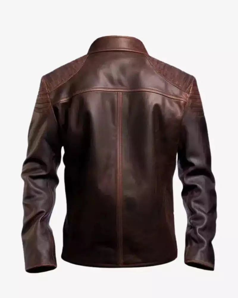 Men's Brown Distressed Leather Jacket