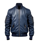 Men’s Blue Flight Bomber Leather Jacket