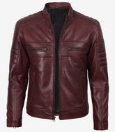 Mens-Biker-Style-Burgundy-Leather-Jacket