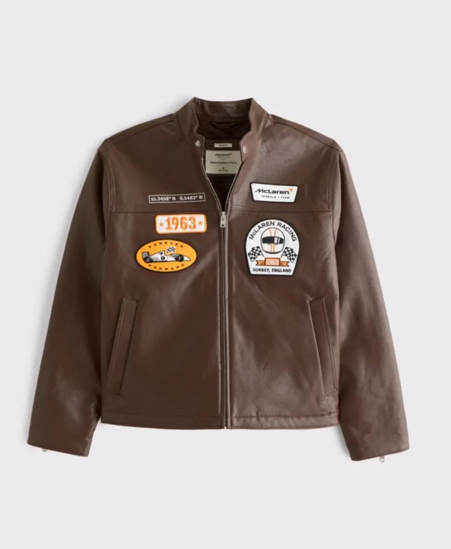 Mens McLaren Warm Brown Leather Racing Jacket