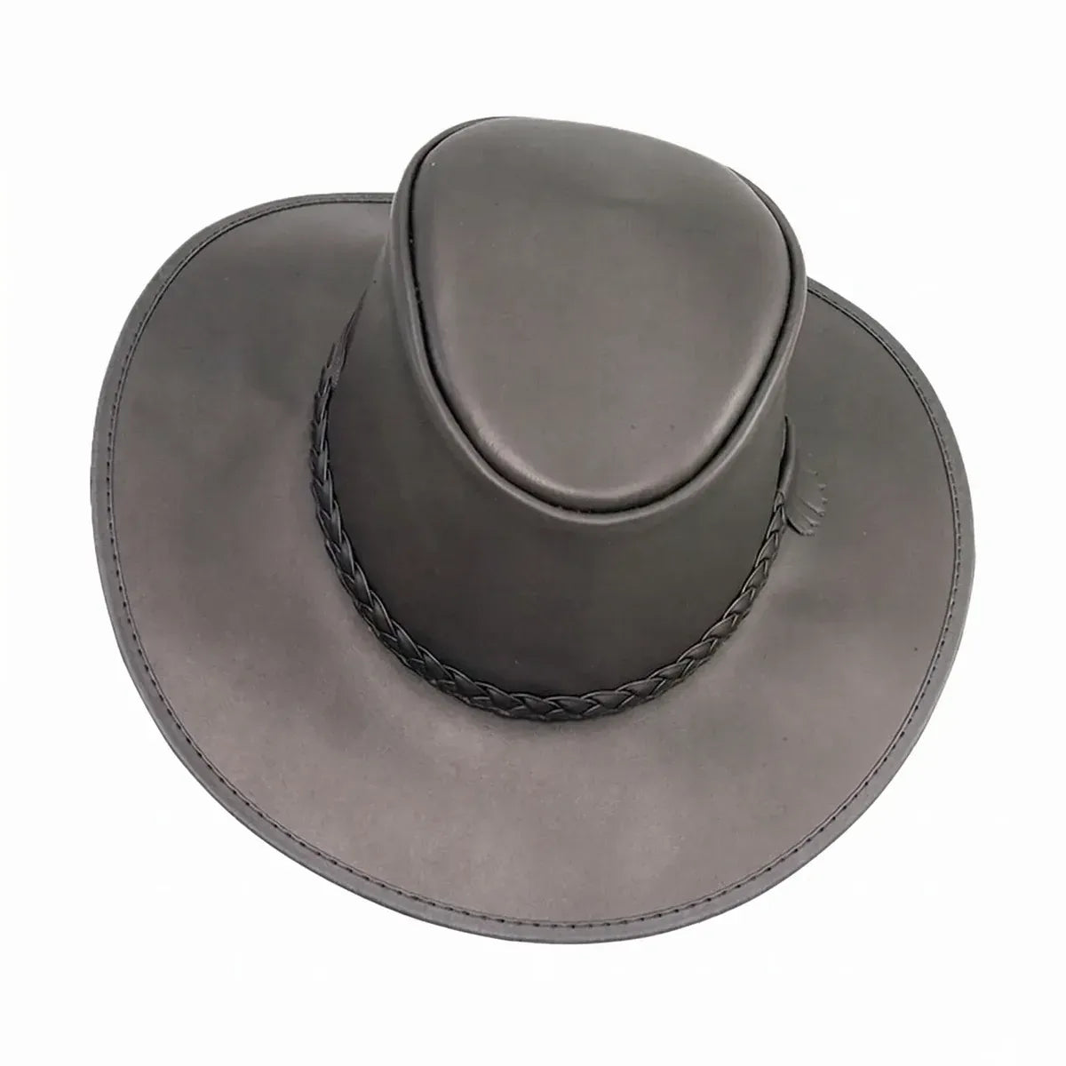 Mens Bomber Black Crushable Leather Outback Hat