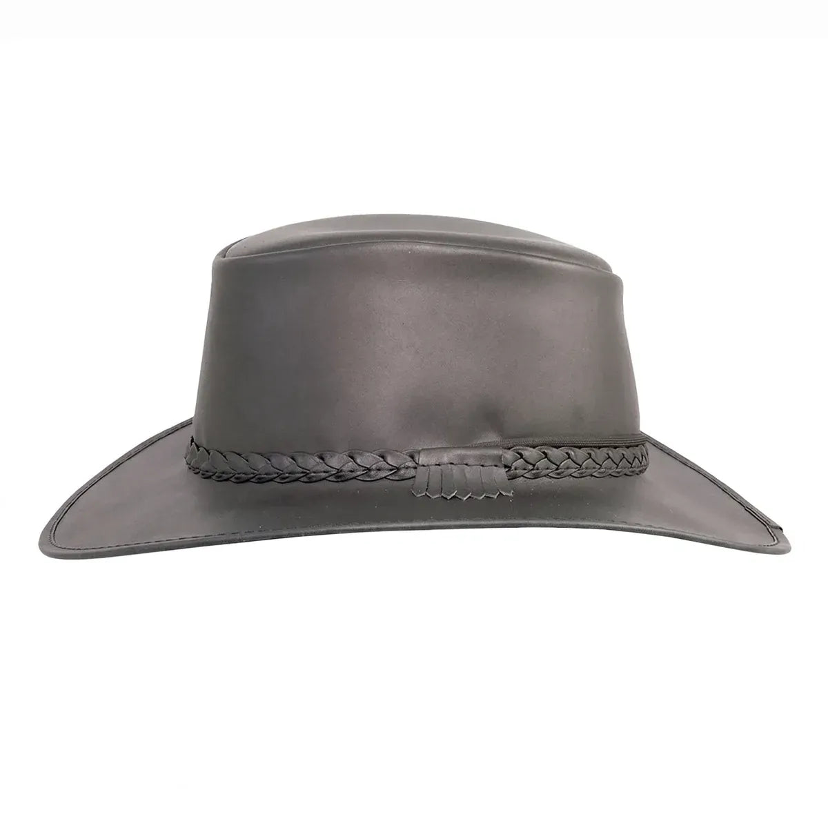 Mens Bomber Black Crushable Leather Outback Hat