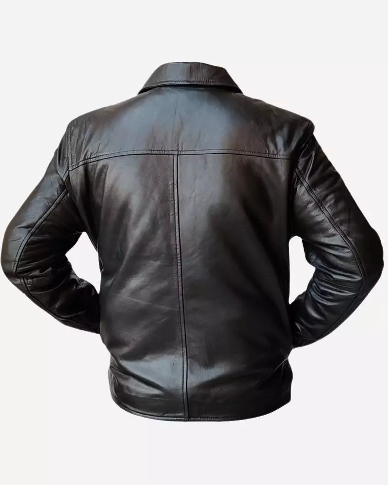 Men Dark Brown Bomber Leather Jacket