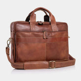Mens Slim Brown Leather Laptop Satchel
