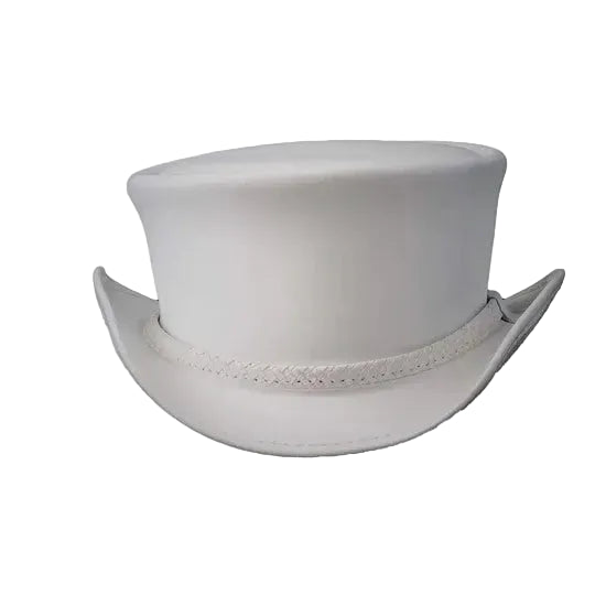 New Ghost Rider Handmade Womens White Leather Top Hat