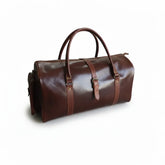 Premium Dark Brown Leather Duffel Travel Bag For Unisex