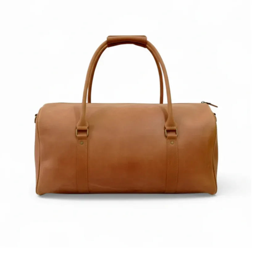 Premium Travel & Gym Tan Leather Duffel Bag