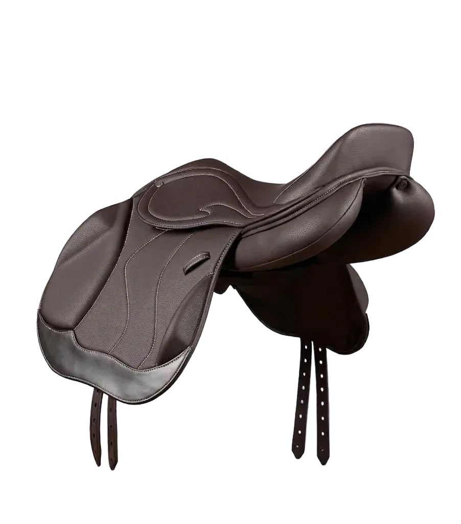 Rouen Synthetic Monoflap Cross Country Dark Brown Leather Saddle