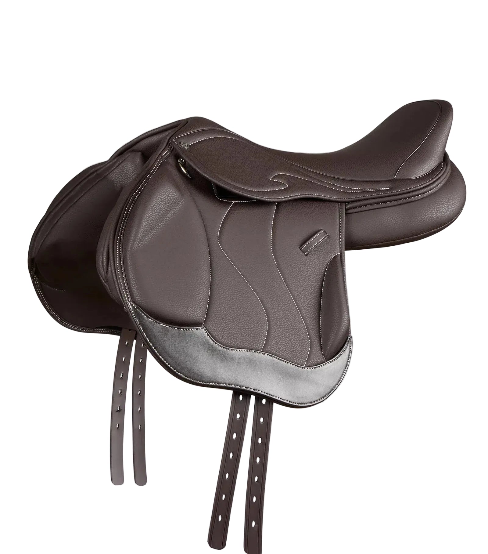 Rouen Synthetic Monoflap Cross Country Dark Brown Leather Saddle