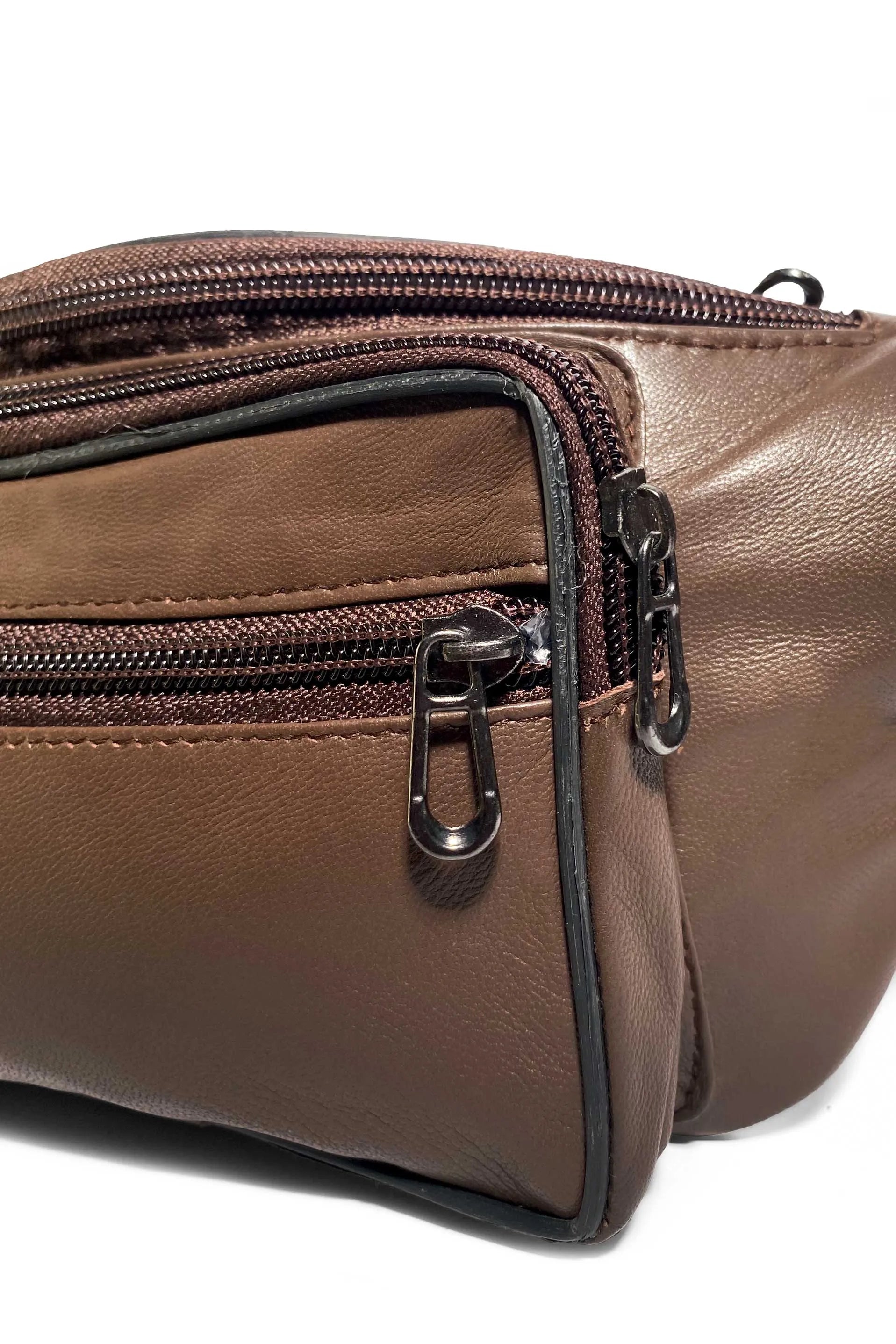 Supreme Unisex Leather Crossbody Brown Fanny Pack