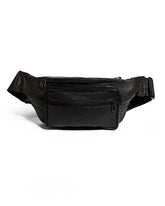 Supreme Unisex Leather Crossbody Black Fanny Pack