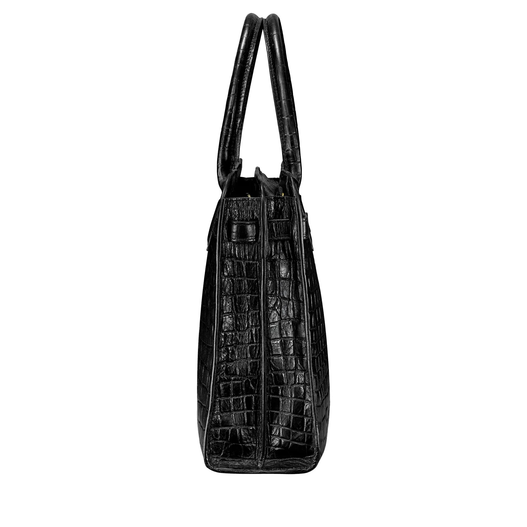 The Enrica Croco - Luxury Black Laptop Bag for Women