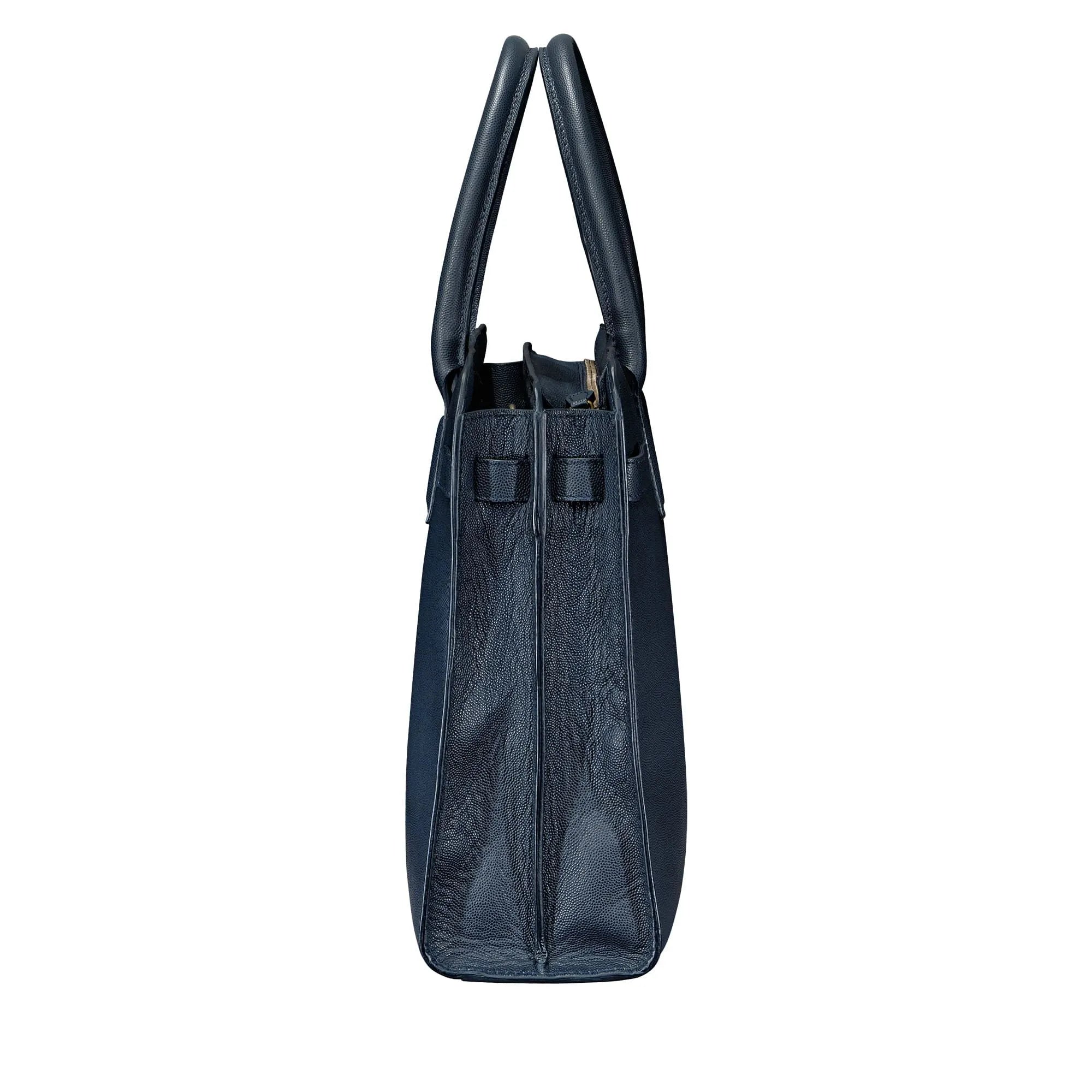 The Enrica Saffiano - Luxury Blue Leather Business Bag