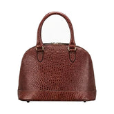 The Rosa Croco - Women's Classic Brown Leather Handbag