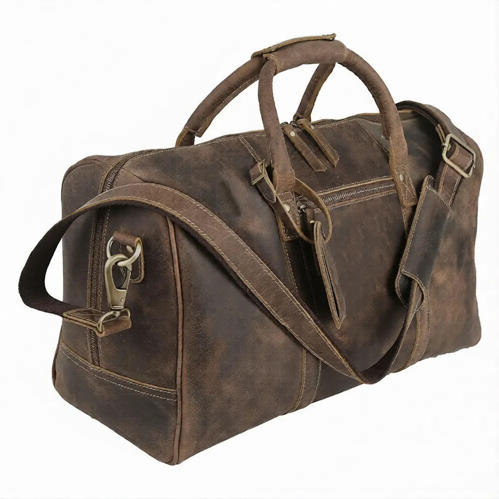 The Weekender Travel Grain Leather Duffle Brown Bag